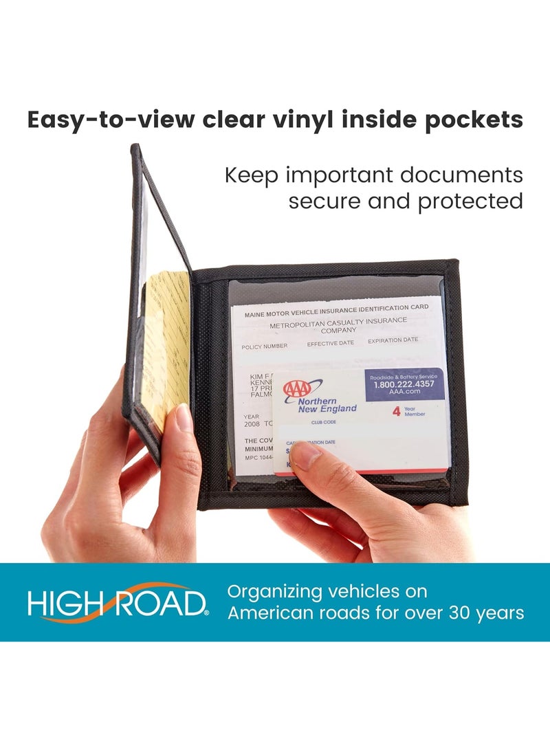 High Road Car Registration and Insurance Card Holder for Sun Visor, Glove Box or Console with 2 Clear Hidden Car Document Pockets - Image 3